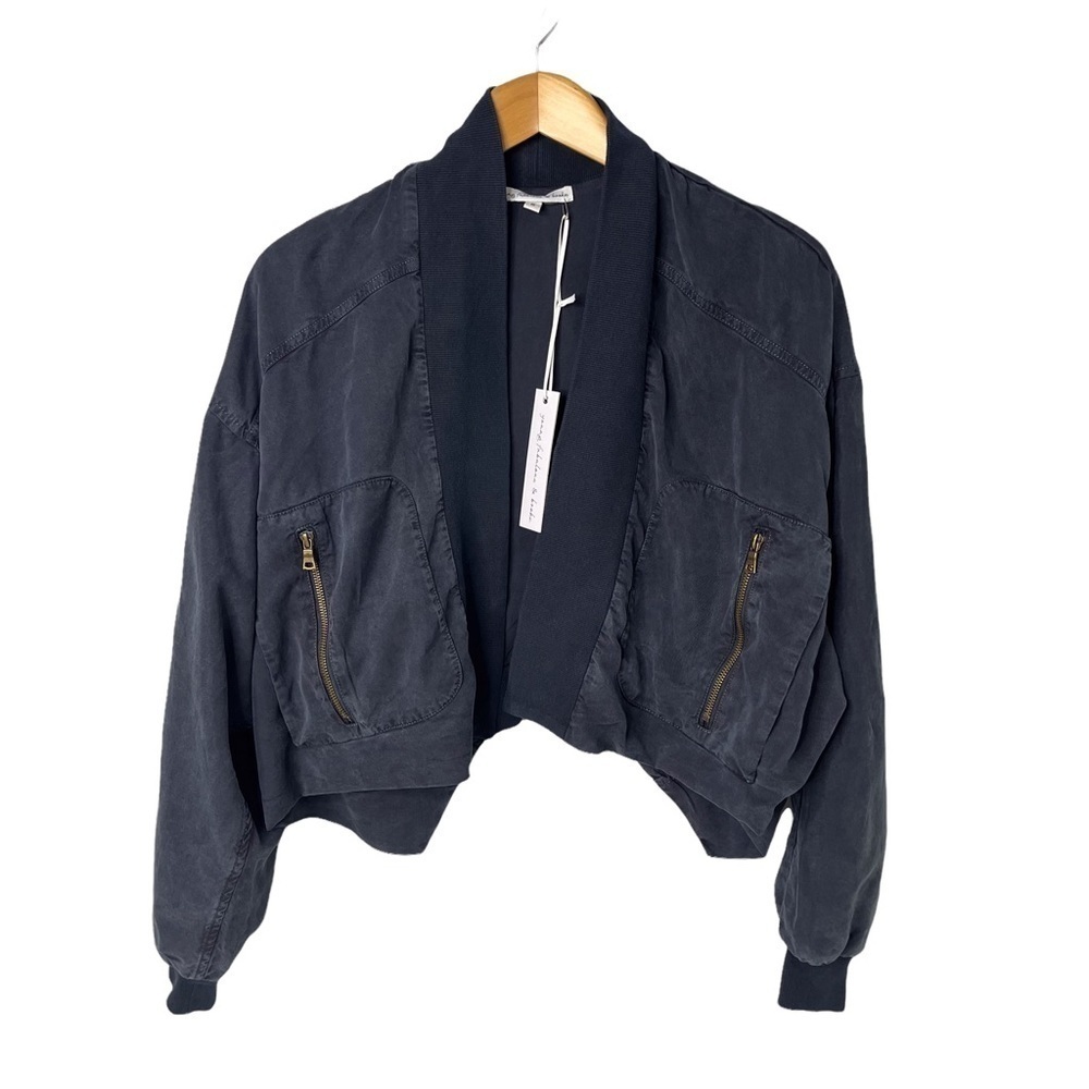 Young Fabulous and Broke Fara Cropped Convertible Jacket Blue Size Small - Picture 2 of 7